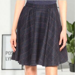 Joie Plaid Wool Blend Skater Skirt Multicolor Medium